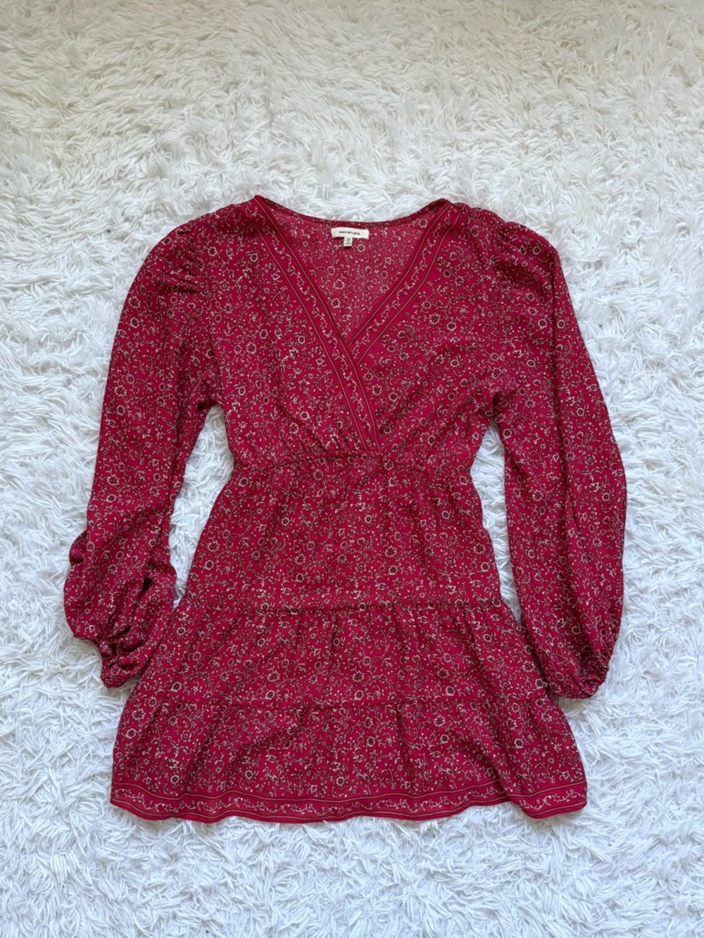 Max Studio Burgundy Floral Midi Dress - Picture 6 of 6